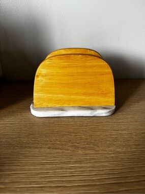 Wooden Napkin Holder with Marble Base